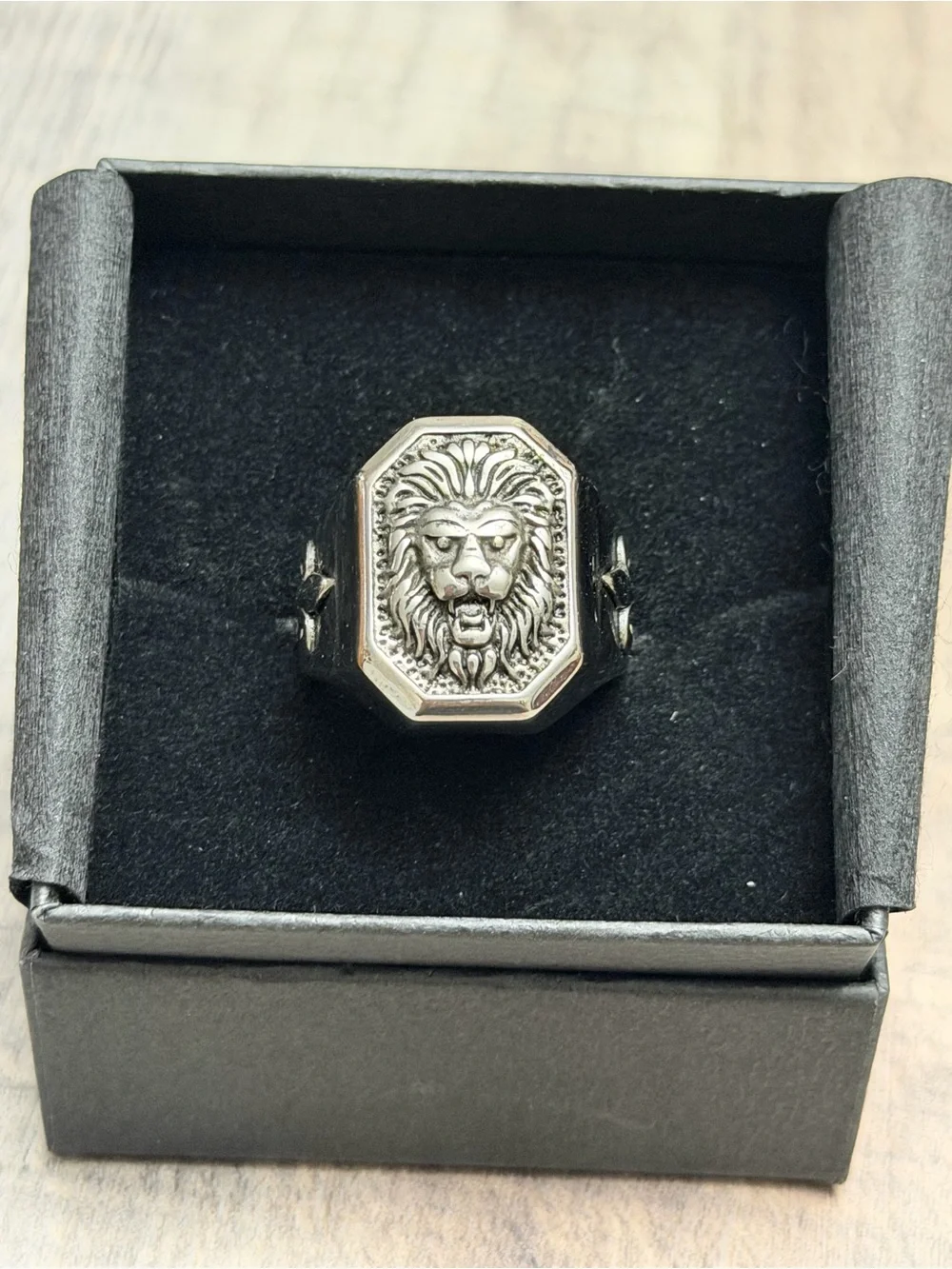 Men’s Metal Lion Head Ring Fleur De Lis Gothic Biker Size 11